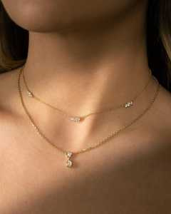 จี้เพชรทรงหยดน้ำแบบฝังขอบ สร้อยคอทรงหยดน้ำขนาดเล็ก ทองคำแท้ 14k 18k รูปทรงลูกแพร์และทรงกลม เพชรเพาะเลี้ยง สำหรับผู้หญิง ผู้ผลิตขายส่ง - Product Image 2
