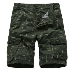 Shorts cargo pour hommes, coupe ample, shorts cargo pour hommes de haute qualité, noirs, multi-poches, en coton - Product Image 1