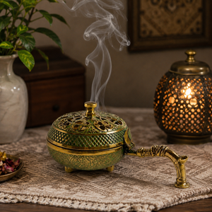 Handcrafted Brass Incense Burner Bakhoor Burner <b>Oud</b> Burner Charcoal Censer Aroma <b>Diffuser</b> Home Decor OEM ODM Gift - Product Image 3