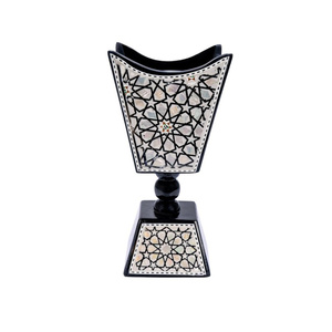 เตาเผาบัคฮูร์ไม้แกะสลักลายอาหรับแบบพกพา พร้อมที่วางกำยานอูด ดีไซน์ตกแต่งสำหรับบ้านสไตล์ตะวันออกกลาง - Product Image 2