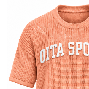 <b>Peach</b> Men Knitted <b>T</b> <b>Shirt</b> Short Sleeve Crew Neck Textured Casual Top Custom Printed Streetwear Summer Fashion Wholesale Apparel - Product Image 3