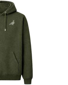 Sweat à capuche vert olive minimaliste avec logo pigeon en strass, coupe oversize, en molleton épais, avec poche kangourou, personnalisable, style streetwear - Product Image 2