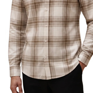 Beige <b>Brown</b> Plaid <b>Men</b> Flannel <b>Shirt</b> Long Sleeve Button Down Checkered Casual <b>Shirt</b> Soft Brushed Fabric Outdoor Streetwear - Product Image 5