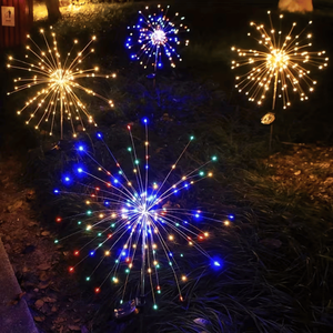 Set di 6 Luci Solari a LED Bianco Caldo a Forma di Fuochi d'Artificio, 120 LED, 8 Modalità, Impermeabili IP65 per Esterni, Giardino, Marciapiedi e Cortile - Product Image 3