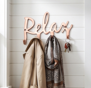 Elegant Relax Letter <b>Wall</b> Hook Copper Metal 4 Hooks Modern Design for <b>Clothes</b> and Keys Drill Installation - Product Image 3