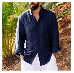 Men Casual Solid Color Shirt <b>Pant</b> Set Long Sleeve Button <b>Down</b> Lightweight Breathable Summer Wear Fashion Outfit - Product Image 3