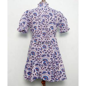 Women's Short-length Soft Pure Cotton <b>Dress</b> Hand Block Floral Print Minimalist Casual Party Wear Formal Bridesmaid Midi Sweet - Product Image 6