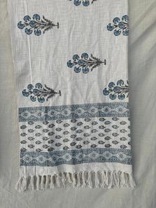 White Striped Green Printed Mud Cloth Cotton Sofa Throws-Decorative Bedding From Rajasthan - Product Image 3