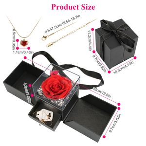 Collana con Rosa Rossa Vera Conservata, Cuore Dorato, Fiori Eterni, Elegante Set Regalo di Nozze per Donne, Madri, Mogli, Fidanzate, Nonne - Product Image 4