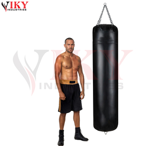 Sac de frappe vide en cuir PU noir mat robuste avec chaîne de suspension renforcée et ancre de stabilité inférieure – Vente en gros - Product Image 2
