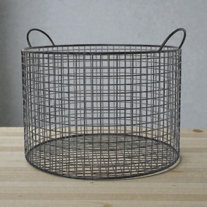 Panier de rangement en fil métallique rond avec poignées, panier rustique multi-usages pour l'organisation et le rangement - Product Image 1