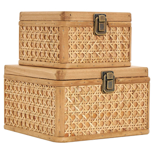 Wicker Storage <b>Box</b> With <b>Mirror</b> Top Rattan Organizer <b>Box</b> Decorative Storage Case Jewelry Storage <b>Box</b> Ideal For Vanity Home Decor - Product Image 4