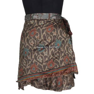 Minifalda India Mágica de 2 Capas, Talla Grande, Verano, para Mujer, Fabulosa Minifalda Hippie de Seda con Doble Capa - Product Image 1