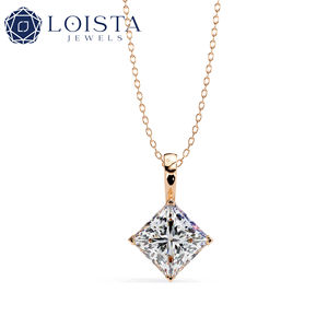 LOISTA สร้อยคอจี้เพชรทรงเจ้าหญิง แพลตตินั่มคลาสสิค เครื่องประดับหมั้นสำหรับผู้หญิงที่ได้รับการรับรองจาก GIA - Product Image 4