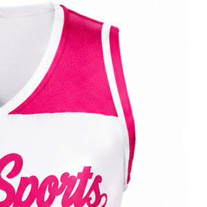 Maillot de cheerleading rose sublimé sans manches, tenue de sport athlétique pour équipe, uniforme de compétition et d'entraînement - Product Image 3
