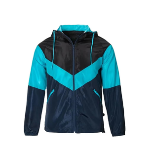 Winter Colorblock Chevron Hooded Windbreaker Jacket Full Zip Lightweight Athletic Outerwear Water Resistant Training <b>Coat</b> <b>Zipper</b> - Product Image 4