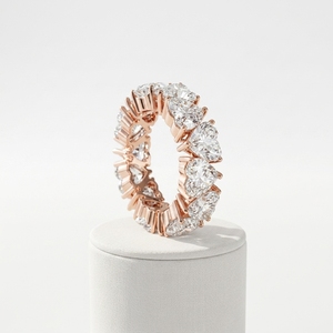 Anillo de Eternidad Completo de Lujo con Forma de Corazón y 11 Piedras, Engaste de Garras, Colección Nupcial Premium, Oro Rosa, Diamante Cultivado en Laboratorio por RAAMAA - Product Image 1