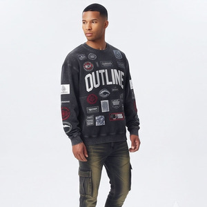 Custom <b>Men</b> Acid <b>Wash</b> Long Sleeve Sweatshirt Heavyweight Fleece Oversized Crew Neck Streetwear Pullover OEM ODM Manufacturer - Product Image 3