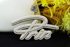 Colgante de Plata de Ley 925 con Moissanita VVS para Hombre, Estilo Hip Hop, Colgante de Letra Bicolor con Nombre Inicial, Pasa el Test de Diamantes - Product Image 5