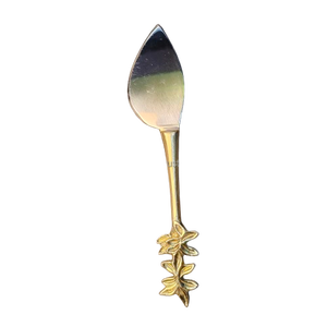 Couteau à beurre à tige en feuille d'or classique et créatif, en acier inoxydable de qualité supérieure, spécial pour le tartiner de confiture, écologique, décoratif floral - Product Image 1