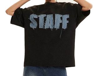 Chemises de haute qualité personnalisées en gros, jersey 100% coton lourd, surdimensionnées, broderie usée, appliqué, t-shirts - Product Image 1