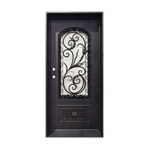 Royal Luxury Steel Entry Door with Iron Glass Modern Design Water Resistant Powder-Coated Finish Easy Assembly Exterior <b>Swing</b> - Product Image 2