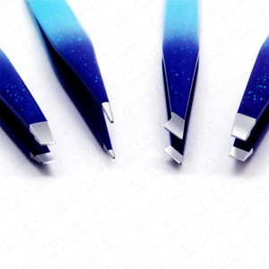 OEM Stainless Steel Slanted Eyebrow Tweezers Blue Gradient Custom Color Private Label Precision Beauty <b>Tool</b> - Product Image 6