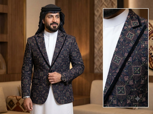 Embroidered Brocade Fabric Polyester Home Textile Jacquard Pattern <b>for</b> Ethnic Wear and Home Decor KAFTAN <b>JACKET</b> - Product Image 4