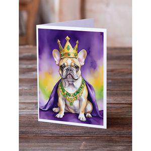 Bouledogue Français Roi du Mardi Gras Carte de Voeux Pack 8 Vierge A7 Taille 5x7 Cartes de Note avec des Enveloppes Fantaisistes - Product Image 2