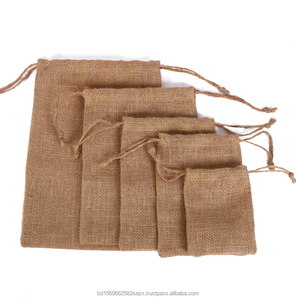 100% Natural Eco-Friendly Durable Biodegradable Brown Jute Burlap Gift <b>Bags</b> 3x4" Drawstring Gift <b>Tags</b> Customizable Size JF - Product Image 3