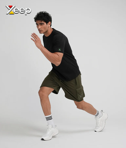 XEEP Customize Lightweight Solid Casual <b>Men</b> Shorts High Quality Quick Dry Breathable <b>Drawstring</b> Knitted Front High - Product Image 5