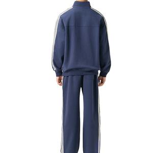 Ensemble d'entraînement personnalisé à rayures, veste zippée et pantalon de sport, survêtement vierge, tenue de jogging, vêtements de sport de marque pour hommes - Product Image 6
