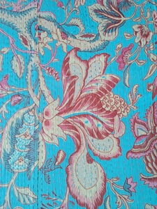 Floral Bird Print Bohemian <b>King</b> Modern All-Season Printed Denim Patchwork Handmade Cotton Filling Home Use Quilt <b>Bedspread</b> - Product Image 5