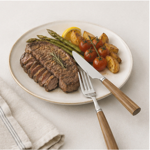 Ensemble de couverts en acier inoxydable de qualité supérieure avec manche en bois naturel, couverts modernes pour hôtel de luxe, restaurant et dîner de fête - Product Image 2