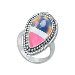 Fashion Handmade Unisex <b>Rings</b> Jewelry 925 Silver <b>Adjustable</b> <b>Ring</b> Colorful Inlay Opal Stone Trendy Wedding Engagement Gift - Product Image 3
