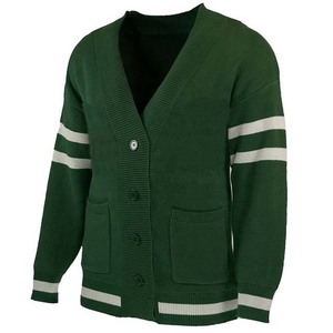 Women's Green Knitted <b>Cardigan</b> V-Neck Long Sleeve Solid Color <b>Button</b> Front Autumn Classic Style Fully Customized <b>Cardigans</b> - Product Image 1