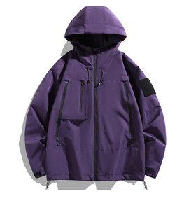 Unisex Half <b>Zip</b> <b>Hooded</b> Windproof Oversized Jacket Solid Color Casual Streetwear 100% Polyester Winter Wear - Product Image 4