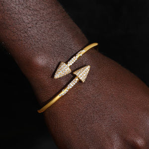 Luxury Arrow <b>Cuff</b> <b>Bracelet</b> 925 <b>Silver</b> Rhodium Plated Crystal Rhinestone Micro Insert Unisex Everyday Wear - Product Image 3