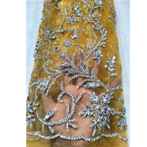The Formal Stunning Collection Luxurious Heavy Beaded Lace <b>Fabric</b> With Floral Pattern And Intricate Silver Work For Party Wear - Product Image 6