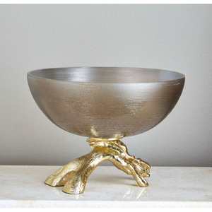 Élégante corbeille à fruits en verre transparent sur piétement avec bord doré et poignées en anneau, grande coupelle de service cannelée pour restaurant - Product Image 6
