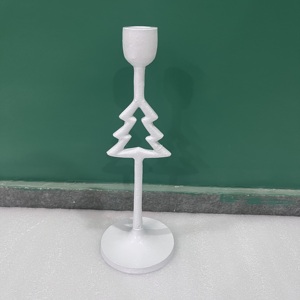 Artisan Design CH563 Aluminum Handmade Candle Holder for Home Decoration and Christmas Tabletop Decor with White Finish - Product Image 2