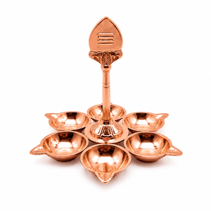 Lámpara de Aceite Shiv Ling de Cobre Puro de 6 Caras, Soporte para Lámpara Aarti, para Templo Hindú, Decoración del Hogar, Regalo de Diwali, Venta al por Mayor - Product Image 1
