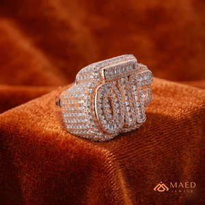 Anillo OTF de Oro Rosa para Hombre, Estilo Hip Hop, con Diamantes de Imitación Moissanite, Base de Plata 925, Anillo con Logotipo Personalizado - Product Image 1