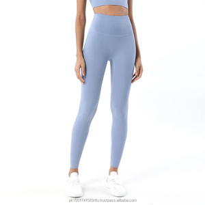 Leggings de yoga taille haute sans couture, longueur intégrale, couleur unie, pour femme, vert sarcelle, en Spandex et Polyester, élastiques - Product Image 4