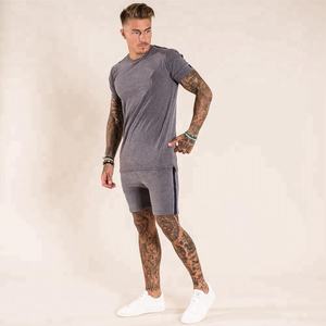 Mens <b>Charcoal</b> Grey Side Stripe Crew Neck Short Sleeve Cotton Casual Summer Fashion Top Custom Logo OEM ODM Wholesale Apparel - Product Image 2