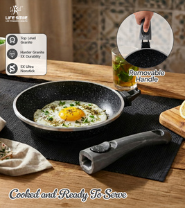 Ensemble complet d'ustensiles de cuisine antiadhésifs en granit avec couvercles, poignées de poêle amovibles, ensemble de cuisine pratique et luxueux - Product Image 4