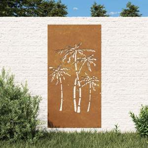 Decoración de Pared para Patio de Acero Corten de 41.3''x21.7'', Diseño Artístico Metálico de Palmera - Product Image 1