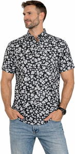 Chemise pour homme à manches courtes, imprimé tropical hawaïen, décontractée, boutonnée, pour la plage, été, motif floral coloré, en coton - Product Image 3