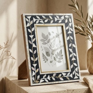 Elegant Mother Pearl Inlay Wood Hand Carved Lightweight Full Color Decorative Vertical Photo <b>Frame</b> Tabletop/Wall <b>Mount</b> Custom - Product Image 3