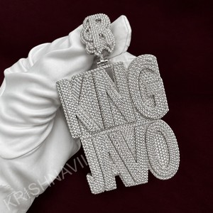 Grand pendentif personnalisé en argent sterling 925 plaqué or avec moissanite taille brillant, collier hip-hop personnalisé, cadeau bijou - Product Image 4